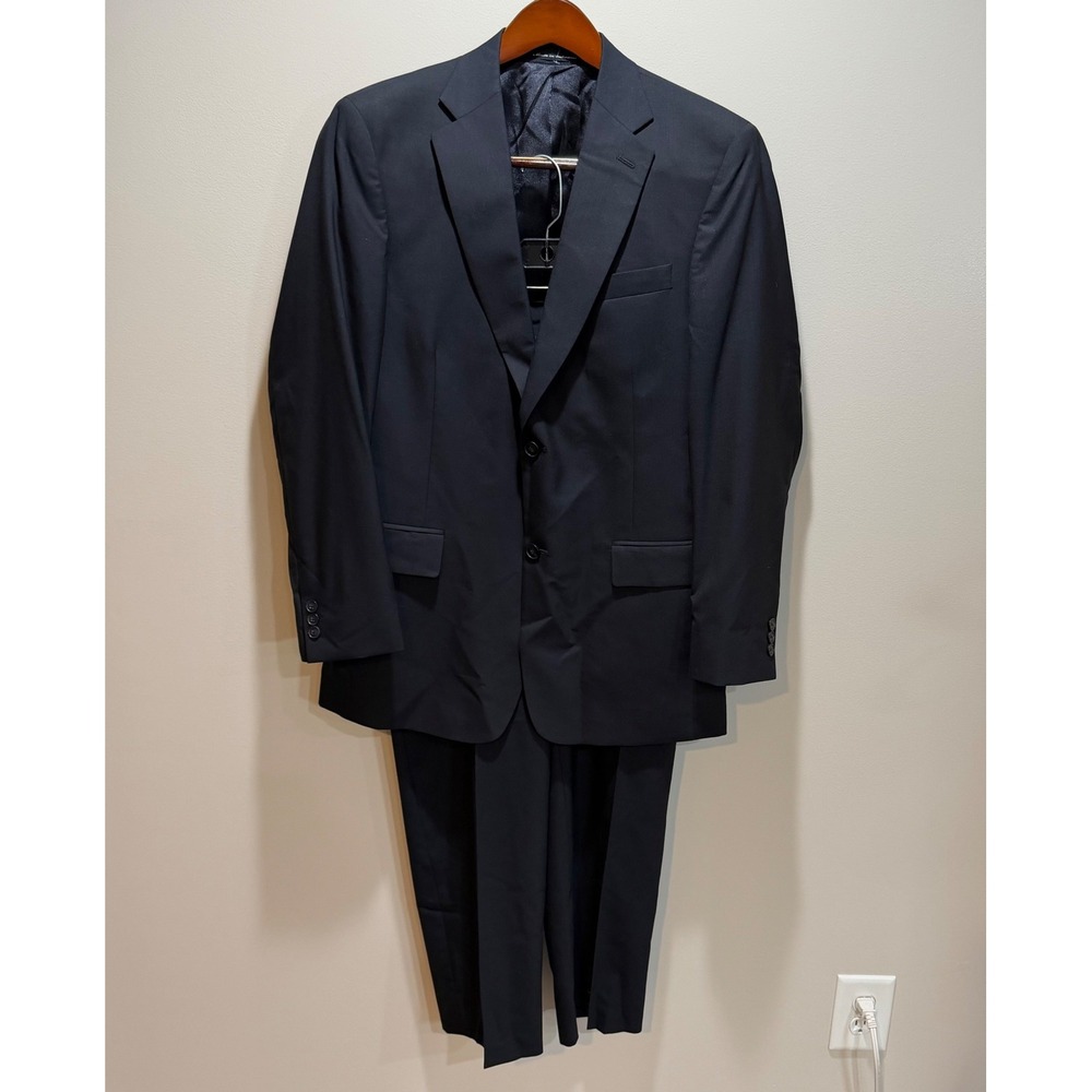 Austin Reed Suit Men 39R "33x28" Dark Navy Blue 100% Wool 2-Button Formal Blazer